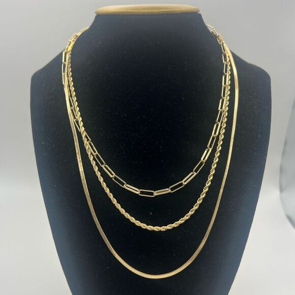 Gold dipped Elegant Gold Layered Necklace Set - Picture 3 of 5